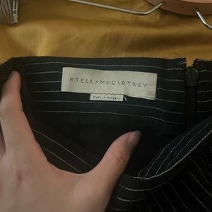 Pleated asymmetric deconstructed Stella McCartney pinstripe pencil skirt